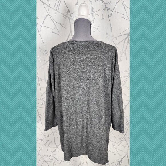 Pure Jill Heathered Gray 100% Cotton Round Neck Tunic - Picture 3 of 4